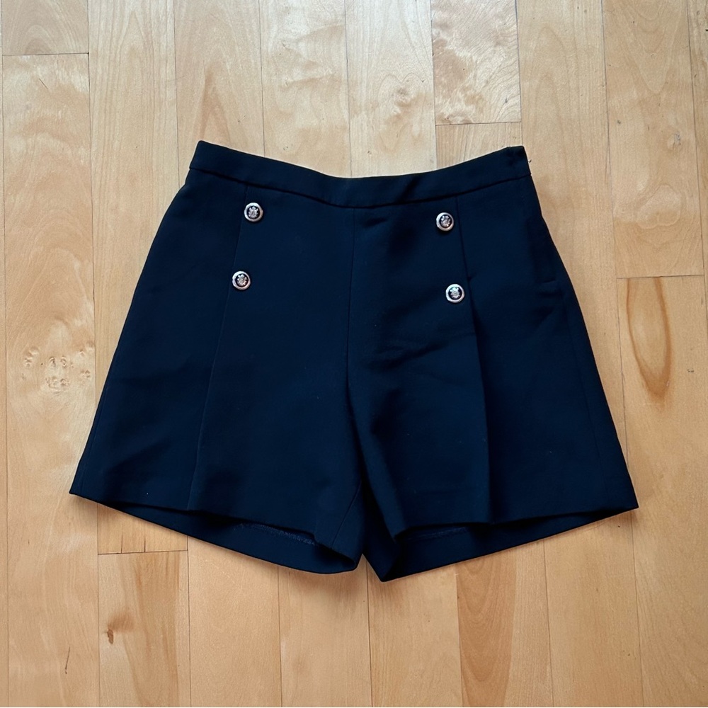 Zara Girls (14) High Waist Navy Blue Tailored Shorts with Buttons